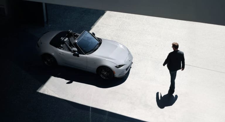 Overhead view of a Mazda vehicle representing trade-in value at Jim Shorkey Mazda