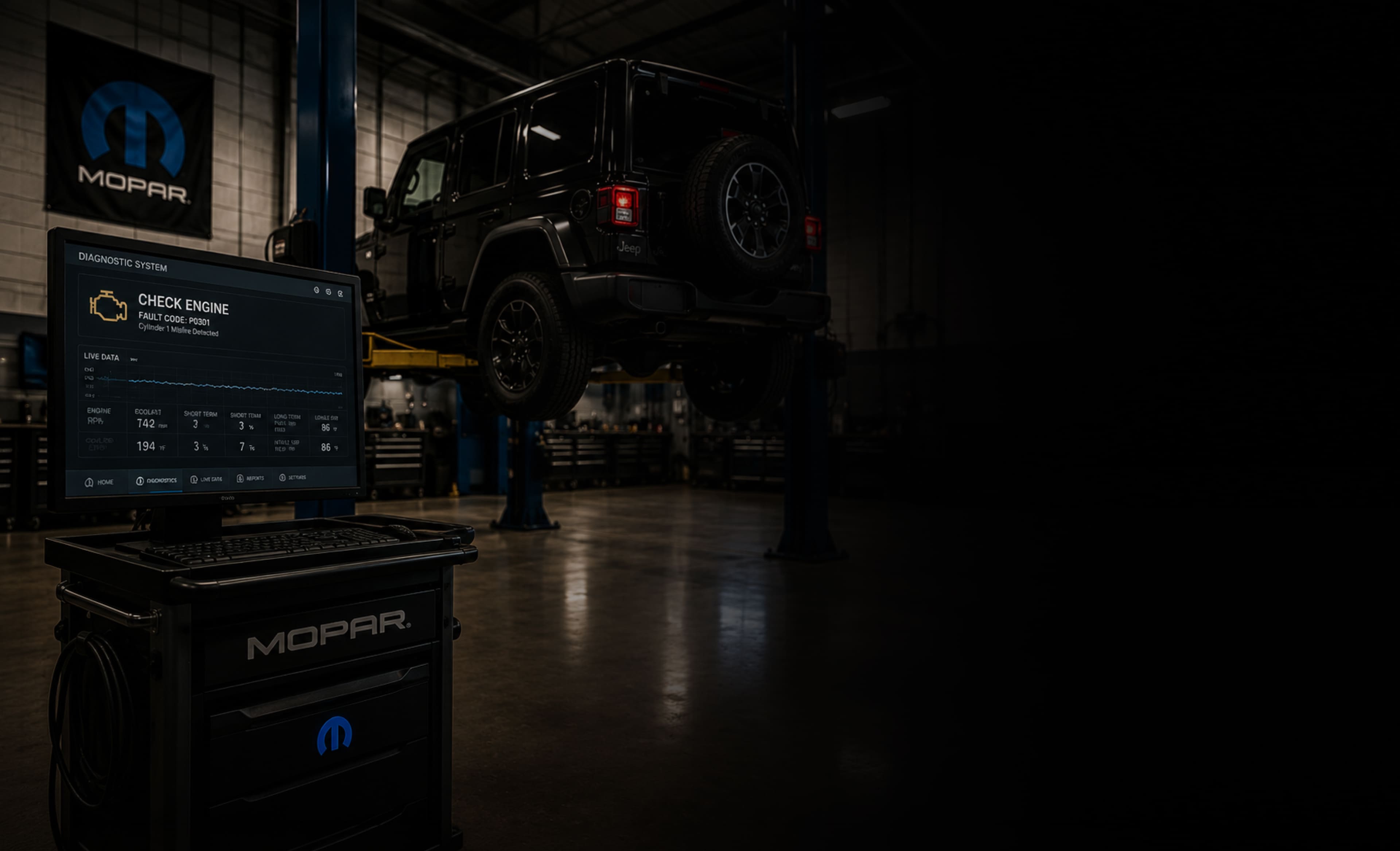 Diagnostic scanner connected to a vehicle during a check engine light inspection near Murrysville, PA